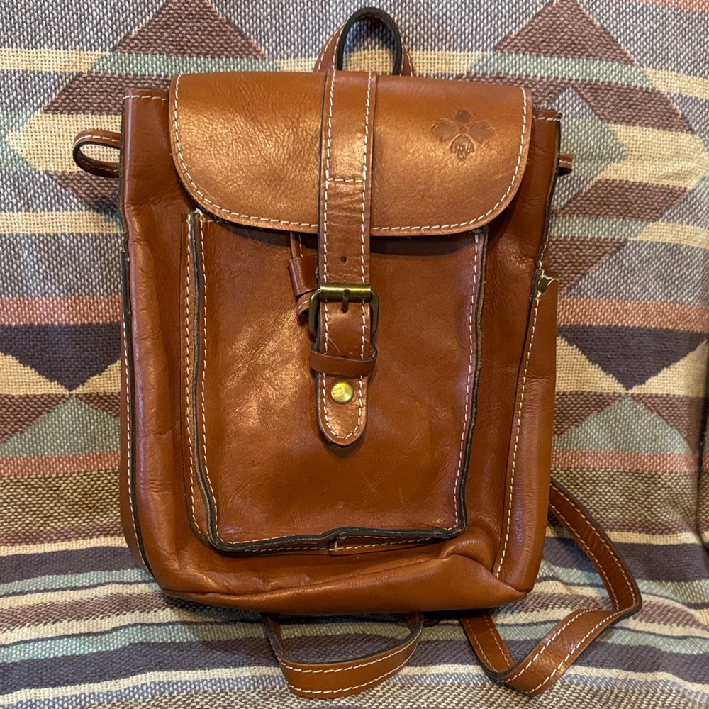 Patricia Nash brown leather backpack purse